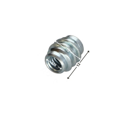 1 x Insert ongesplitst Wit verzinkt staal M6 10X12