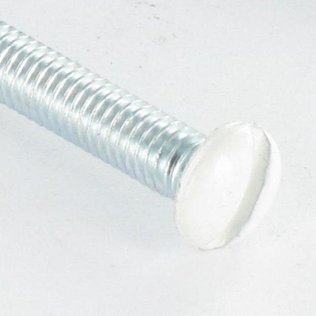 1 x Metalen schroeven gefreesde bolkop split M4X55 kopdiameter 7.5 uitwendige embossing Wit verzinkt staal RAL9016