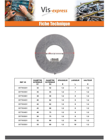 1 x Borgring met interne pen 95x135x1,5 Type F...
