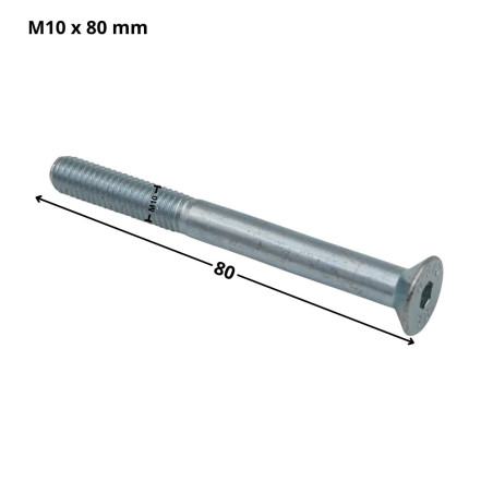 1 x Metalen schroeven FHC verzonken kop met zeskant print sleutel van 6 M10X80 gedeeltelijke draad klasse 10.9 Wit