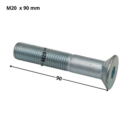 1 x Metalen schroeven FHC verzonken kop met zeskant print sleutel van 12 M20X90 volledige draad klasse 10.9 Wit verzinkt