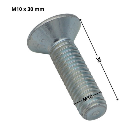 1 x Metalen schroeven FHC verzonken kop met zeskant print sleutel van 6 M10X30 volledige draad klasse 10.9 Wit verzinkt
