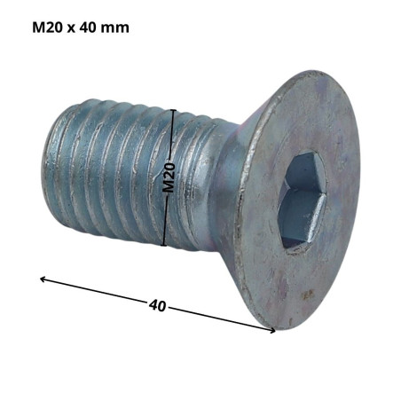 1 x Metalen schroeven FHC verzonken kop met zeskant print sleutel van 12 M20X40 volledige draad klasse 10.9 Wit verzinkt