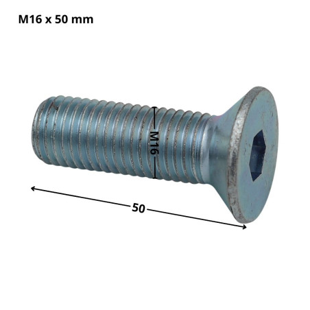 1 x Metalen schroeven FHC verzonken kop met zeskant print sleutel van 10 M16X50 volledige draad klasse 10.9 Wit verzinkt