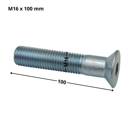 1 x Metalen schroeven FHC verzonken kop met zeskant print sleutel van 10 M16X100 gedeeltelijke draad klasse 10.9 Wit