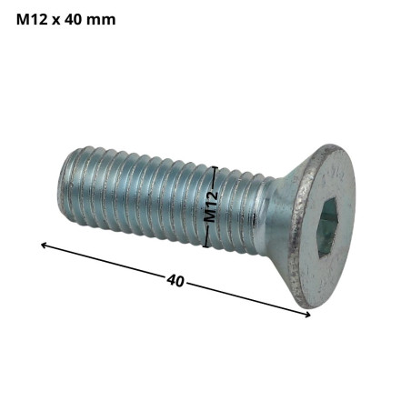 1 x Metalen schroeven FHC verzonken kop met zeskant print sleutel van 8 M12X40 volledige draad klasse 10.9 Wit verzinkt