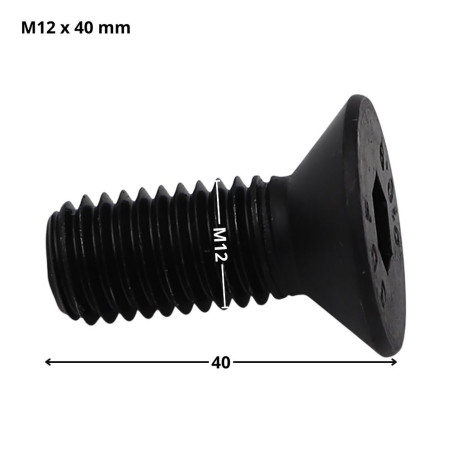 1 x Metalen schroeven FHC verzonken kop met zeskant print sleutel van 8 M12X40 volledige draad klasse 10.9 Ruw staal