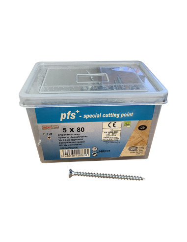 1 x Emmer met 140 Houtschroeven 5X80 gefreesde...