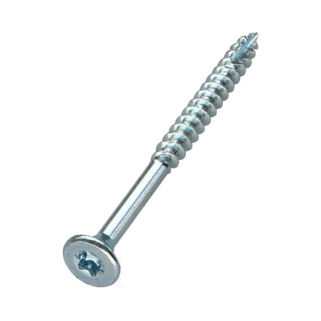 1 x Emmer met 385 TEKOR houtschroeven 4X50 gefreesde kop TORX T20 anti-splijtpunt type 17 cut Wit verzinkt staal