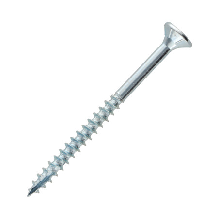 1 x Emmer met 385 TEKOR houtschroeven 4X50 gefreesde kop TORX T20 anti-splijtpunt type 17 cut Wit verzinkt staal