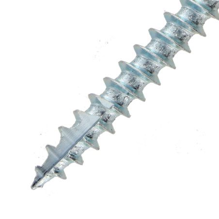 1 x Emmer met 385 TEKOR houtschroeven 4X50 gefreesde kop TORX T20 anti-splijtpunt type 17 cut Wit verzinkt staal
