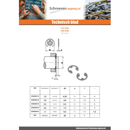 1 x Ring STOP A4 RVS diameter Groef 1.5