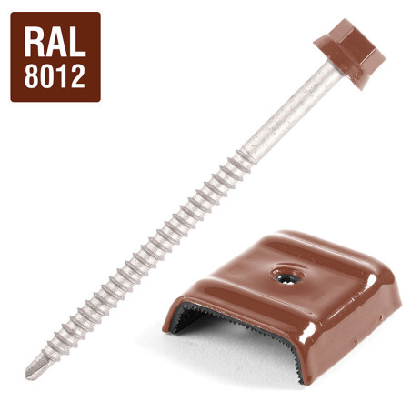 1 x Zelfborende schroef met ruiter voor alles 2 stuks Type E1 RAL8012 roodbruin 6,3 x 100