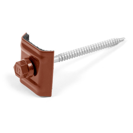 1 x Zelfborende schroef met ruiter gemonteerd voor dakbedekking Type E1 RAL8012 roodbruin 6,3 x 100