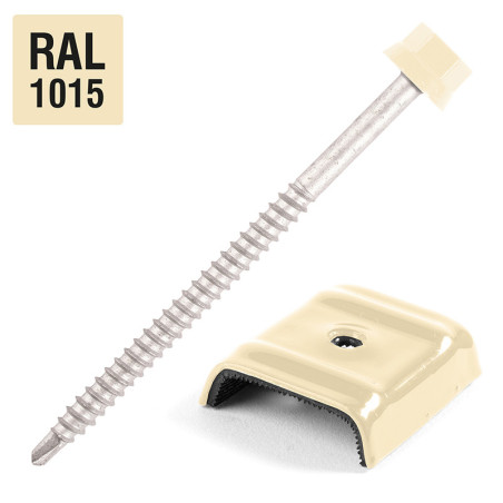 1 x Zelfborende schroef met ruiter voor alles 2 stuks Type E1 RAL1015 licht ivoor 6,3 x 100