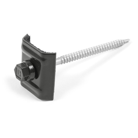 1 x Zelfborende schroef met ruiter gemonteerd voor dakbedekking Type E1 RAL7022 ombergrijs 6,3 x 100