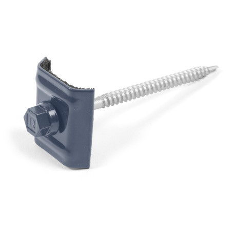 1 x Zelfborende schroef met ruiter gemonteerd voor dakbedekking Type E1 RAL5008 grijsblauw 6,3 x 100
