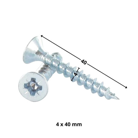 1 x Agglo houtschroeven PREMIUM gefreesde kop Pozi PZ7 4X40 Wit verzinkt staal