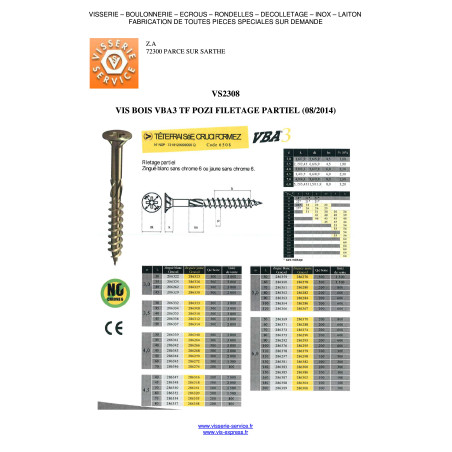 1 x Agglo houtschroeven VBA3 gefreesde kop Pozi 4,5X70 gedeeltelijke draad Wit verzinkt staal LAQ Groen