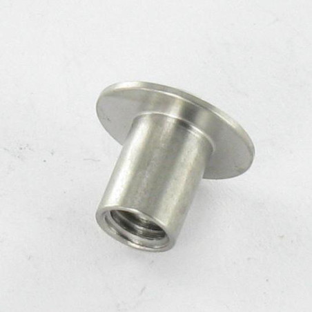 1 x Combifix bindmoer Bolkop breed rond kopdiameter 9.5 diameter 5 lengte onder de kop 6 M4 sleutel van 2.5 RVS A2