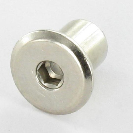1 x Combifix bindmoer platte kop kopdiameter 15 diameter 9 lengte onder de kop 12 M6 sleutel van 4 Nikkelstaal