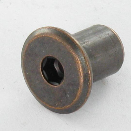 1 x Combifix bindmoer platte kop kopdiameter 15 diameter 9 lengte onder de kop 12 M6 sleutel van 4 BRON