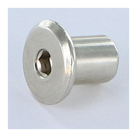 1 x Combifix bindmoer platte kop kopdiameter 15 diameter 9 lengte onder de kop 15 M6 sleutel van 4 Wit verzinkt staal