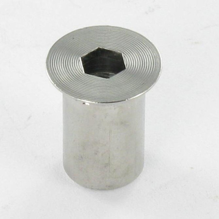 1 x Combifix bindmoer gefreesde kop kopdiameter 14 diameter 10 totale lengte 17 M8 sleutel van 5 RVS