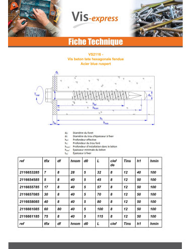 1 x Betonschroeven zeskantkop TH split 6.5X32...