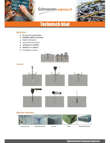 1 x Betonschroeven kop bollig TORX TORX T30...