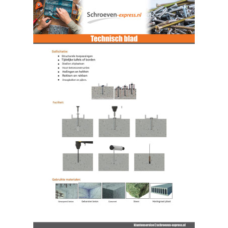 1 x Betonschroeven kop bollig TORX TORX T30 6X50 Wit verzinkt staal