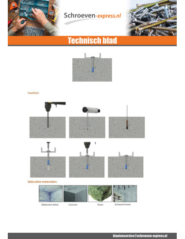 1 x Betonschroeven kop bollig TORX TORX T30...