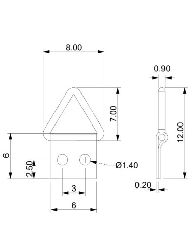 1 x Driehoekige ophanger voor schilderijen 6 mm...