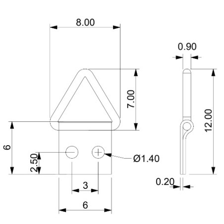 1 x Driehoekige ophanger voor schilderijen 6 mm Ruw staal