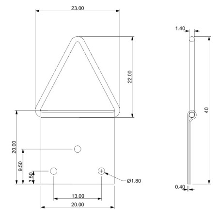 1 x Driehoekige ophanger voor schilderijen 14 mm Ruw staal