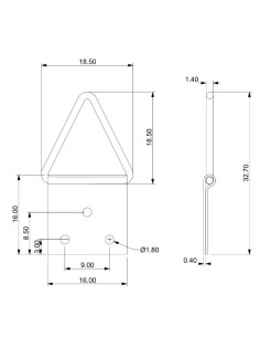 Driehoekige ophanger voor schilderijen 16MM Ruw staal 2