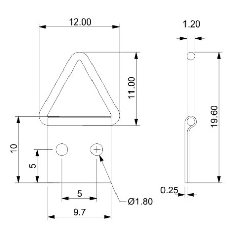 1 x Driehoekige ophanger voor schilderijen 10 mm Ruw staal