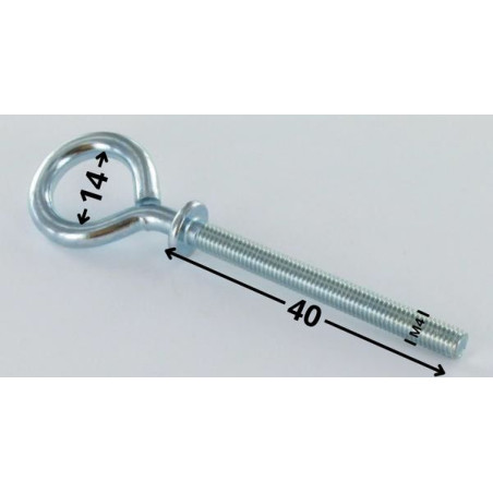 1 x Oogschroef metalen met kraag 4X40 Wit verzinkt staal