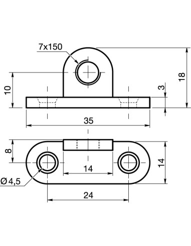 1 x Bevestigingslip met oog diameter 7 mm Ruw...