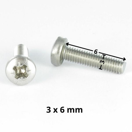 1 x Metalen schroeven bolvormige kopschroef Pozi PZ6 M3X6 Wit verzinkt staal microschroeven