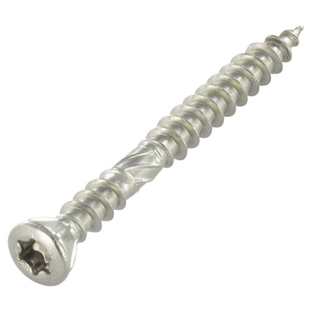 1 x Terrasschroeven dubbele draad gefreesde kop TORX T25 5X60 anti-splijtpunt type 17 cut A4 RVS