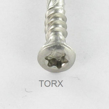 1 x Terrasschroeven dubbele draad gefreesde kop TORX T25 5X60 anti-splijtpunt type 17 cut A4 RVS