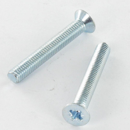 1 x Metalen schroeven gefreesde kop Pozi PZ7 M4X14 Wit verzinkt staal