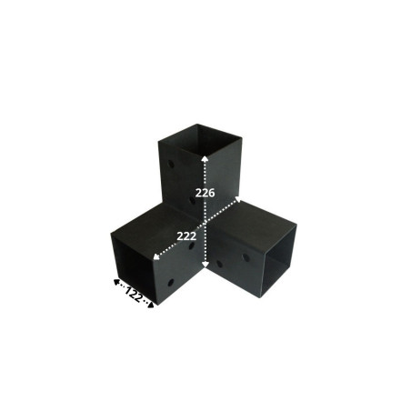 1 x Koppelplaat verzinkt NADRUKKELIJK 3 Richtingen Zwart gegalvaniseerd staal 122X226X222