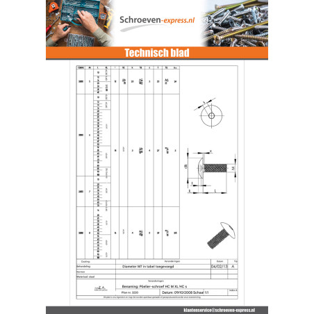 1 x Schroeven Bolkop breed rond M5X10 sleutel van 3 Wit verzinkt staal