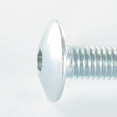 1 x Schroeven Bolkop breed rond M6X16 sleutel van 4 Wit verzinkt staal
