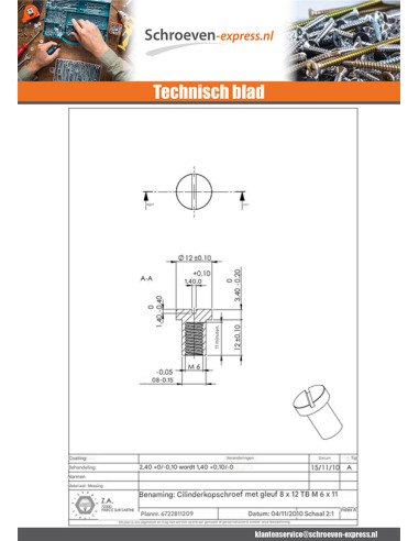 1 x Moer Hulsmoer cilindrische kop split 8x12...