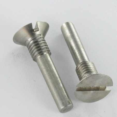 1 x Metalen schroeven gefreesde kop split 16X37 bedraad op M8 tepel uiteinde lange RVS