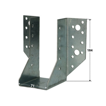 1 x Balkdrager U-vormig to Flenzen / Zijflappen buitenkant sendzimir 71X184