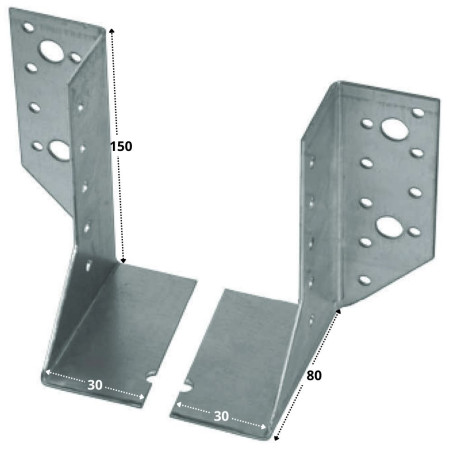 1 x Set 2 balkdrager links rechts sendzimir 30X150